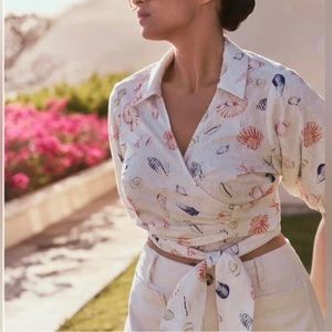 Anthropologie Maeve sea shell wrap top